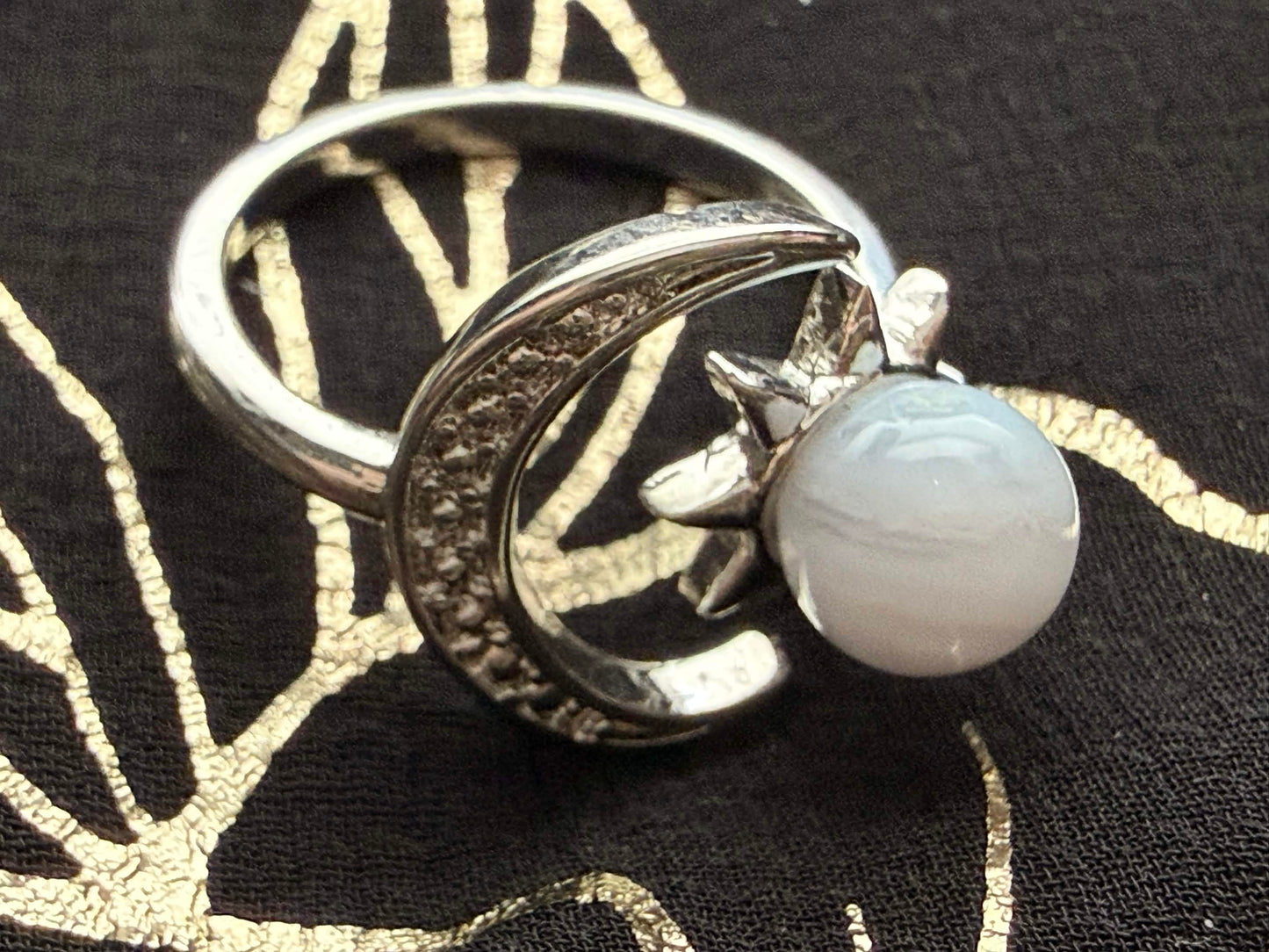 Blue Lace Agate Celestial Sun & Moon Ring