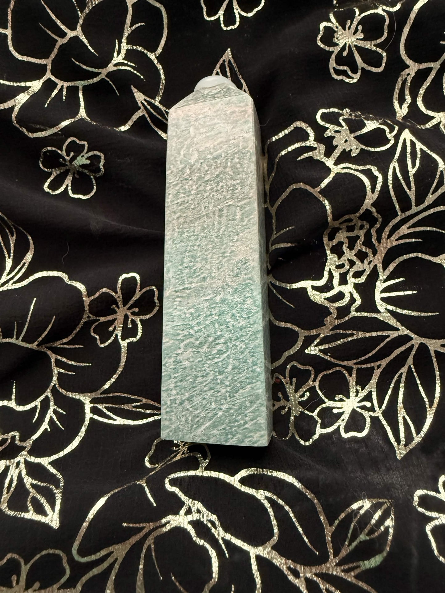 Small Natural Amazonite Crystal Tower – Polished Seafoam Green Generator Point Obelisk