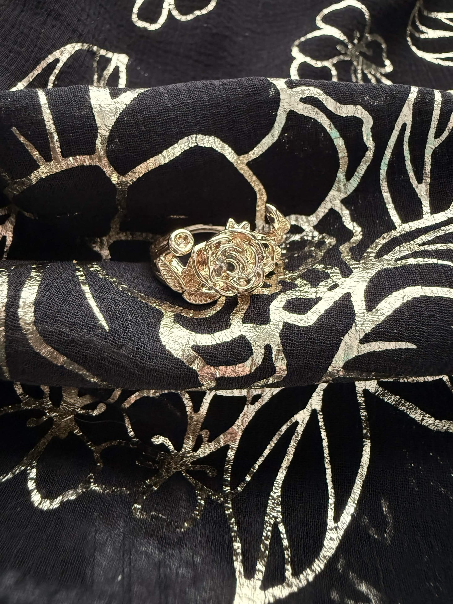 Open Gold-Tone Rose Midi Ring
