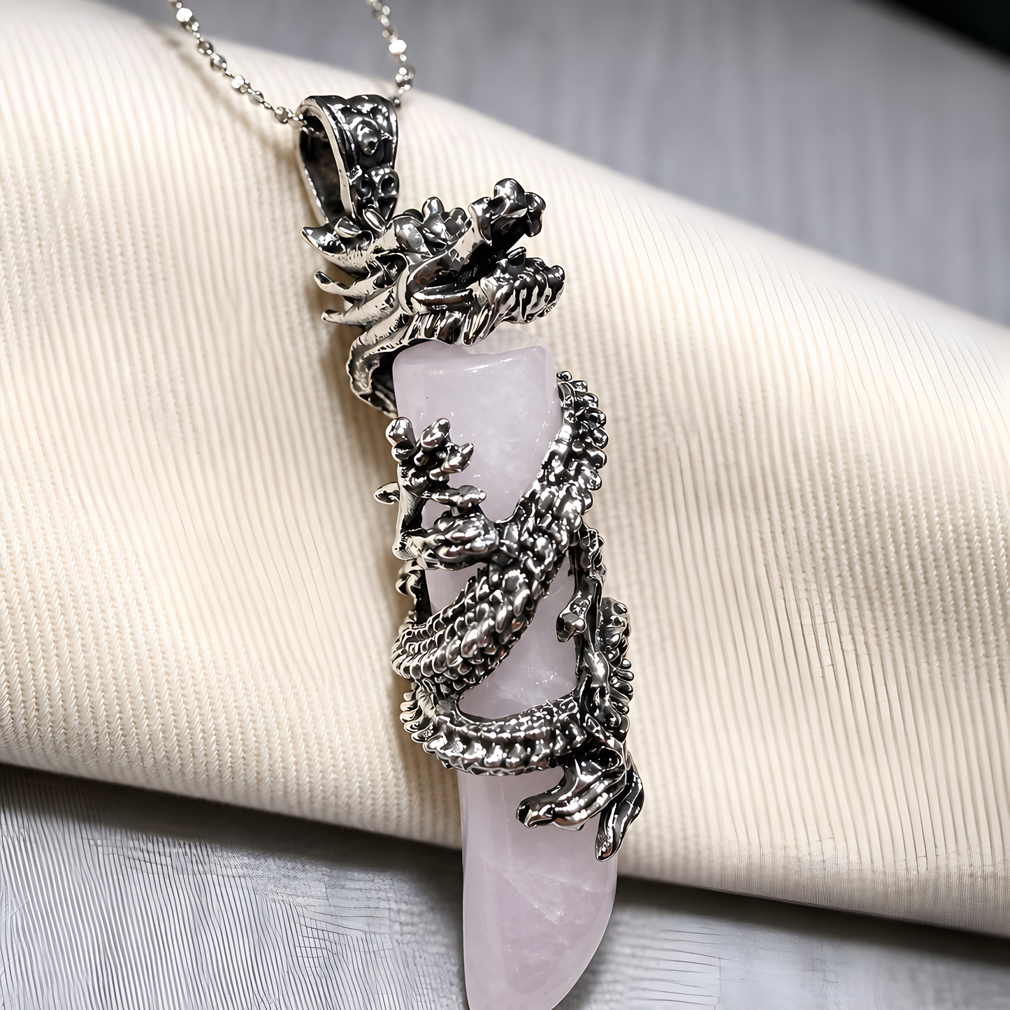 White Quartz Dragon Claw Fang Pendant