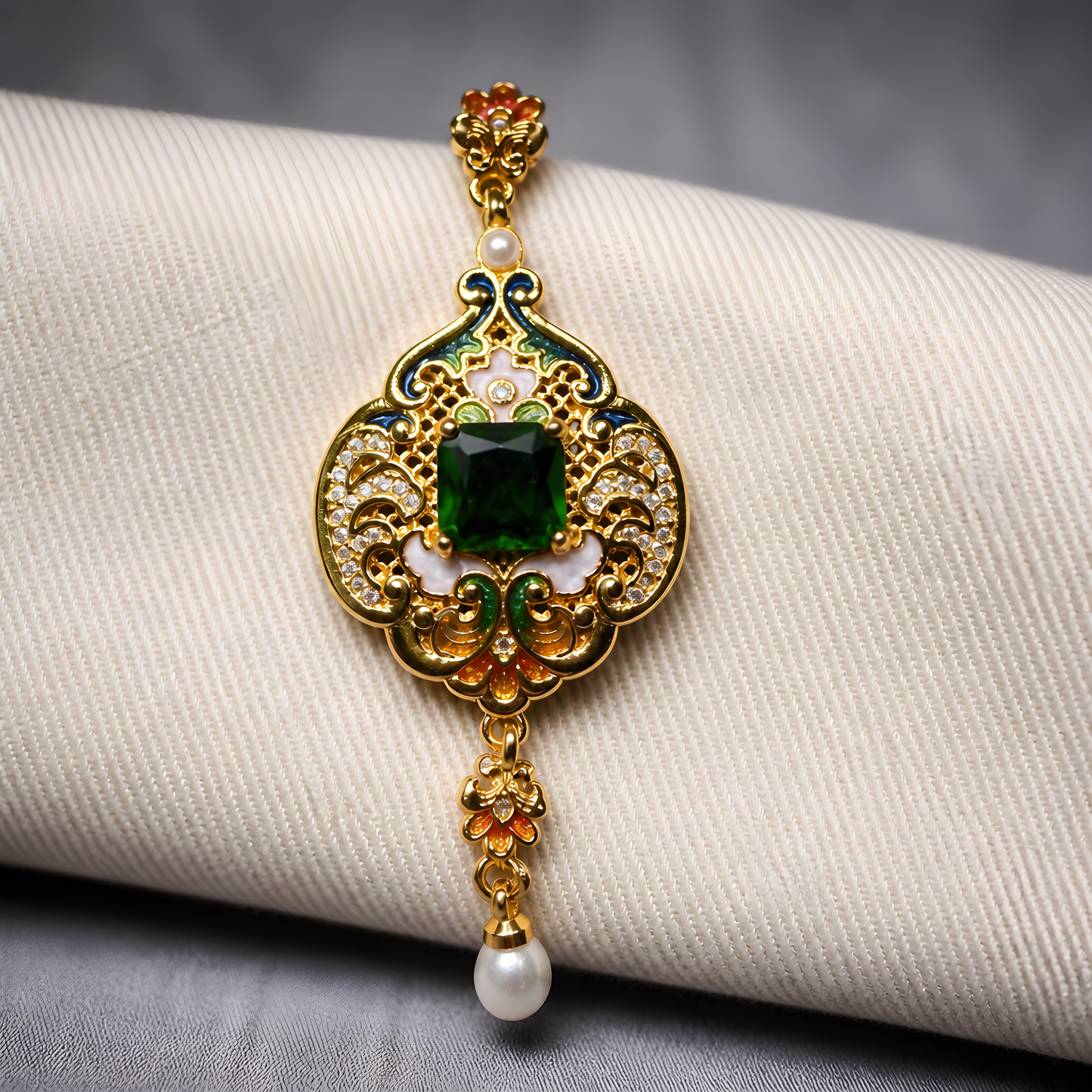 Sovereign Emerald & Cloisonné Pendant