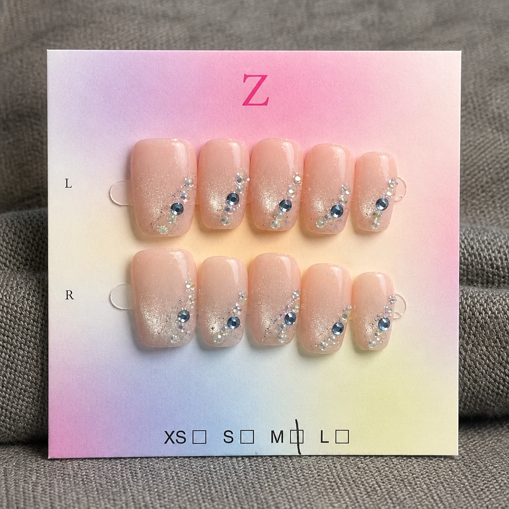 Milky Pink Celestial Accent Nails