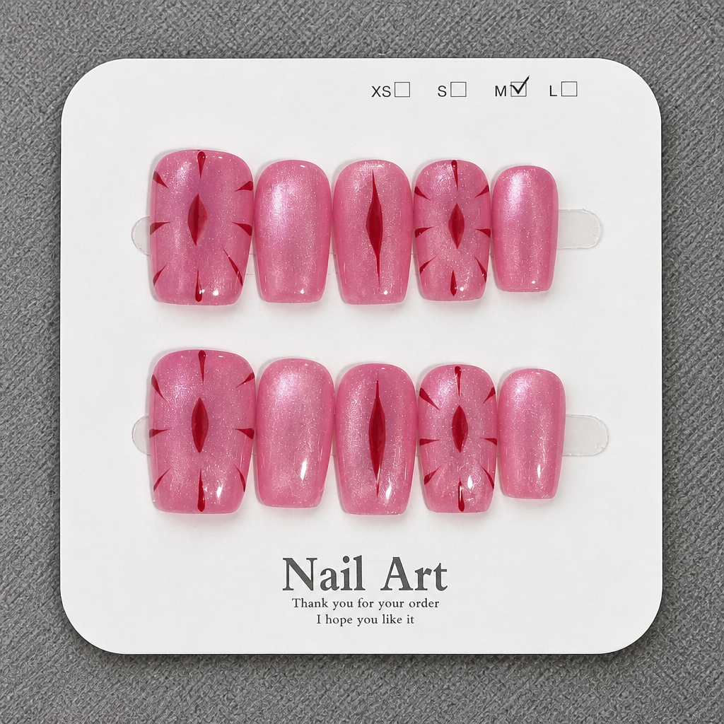 Pink and red dramatic press on nails