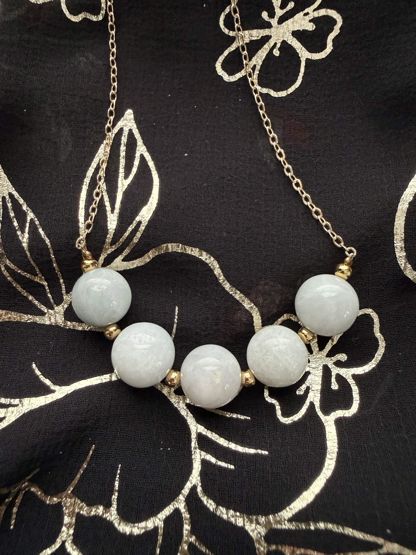 Natural White Howlite Floating Spheres Necklace