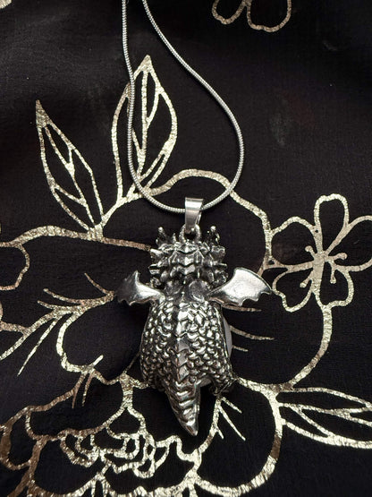 White Quartz Dragon Guardian Pendant Necklace