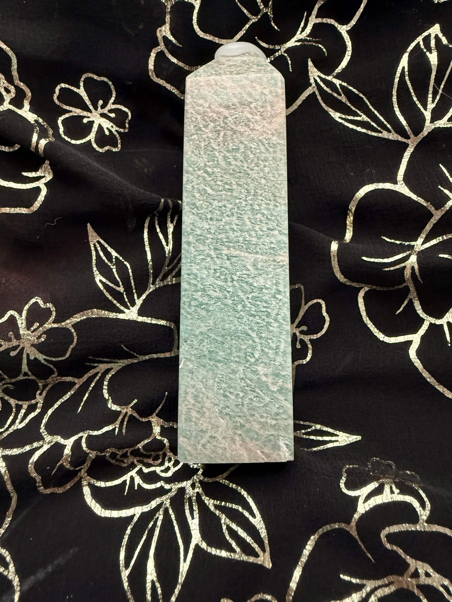 Small Natural Amazonite Crystal Tower – Polished Seafoam Green Generator Point Obelisk