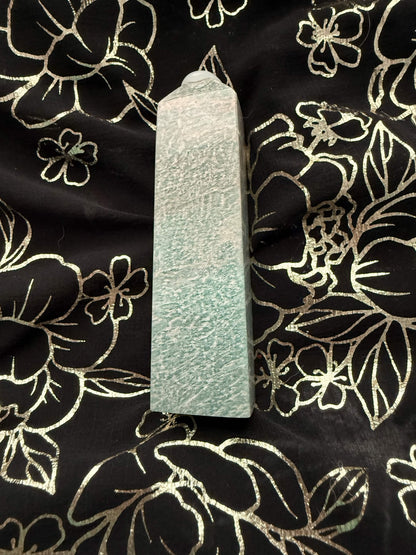 Small Natural Amazonite Crystal Tower – Polished Seafoam Green Generator Point Obelisk
