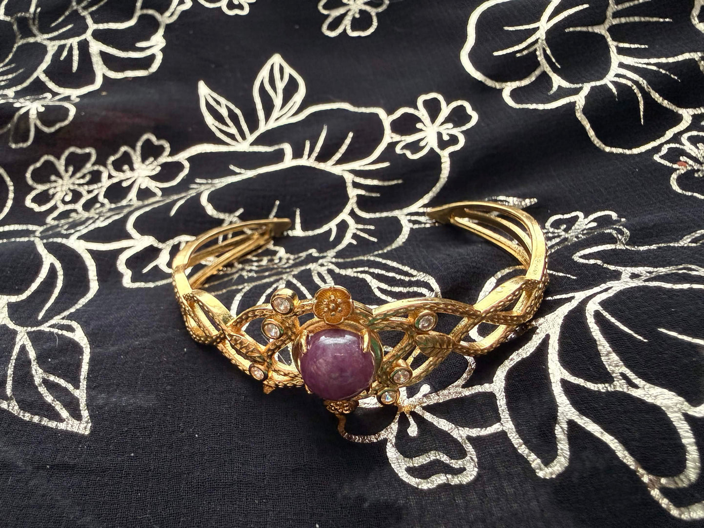 Enchanted Plum Purple Stone Botanical Bangle