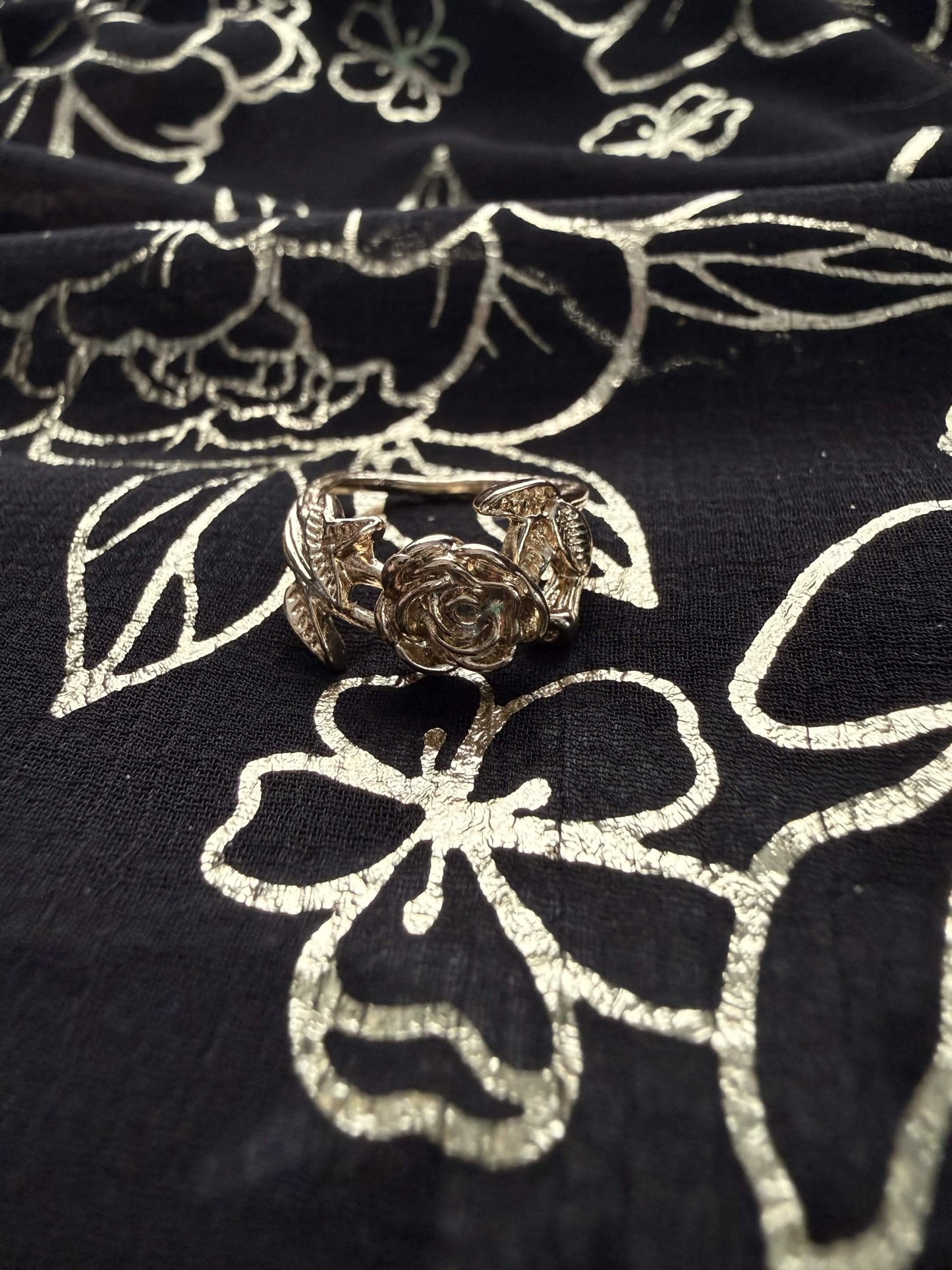 Open Gold-Tone Rose Midi Ring