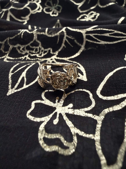 Open Gold-Tone Rose Midi Ring