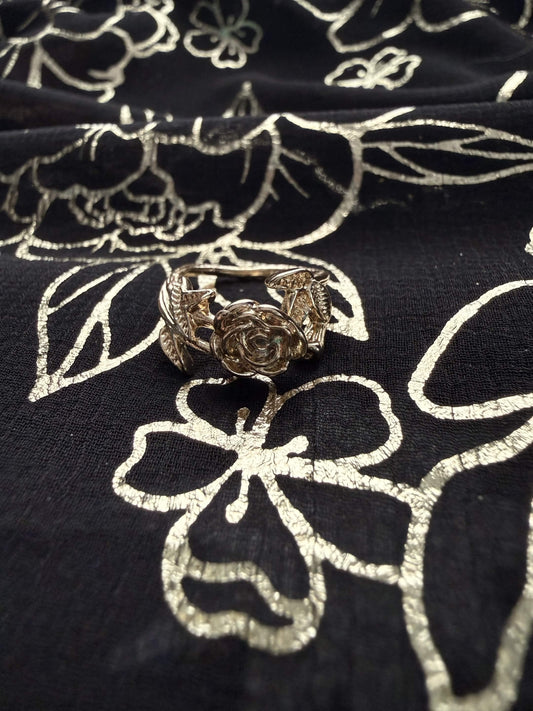 Open Gold-Tone Rose Midi Ring