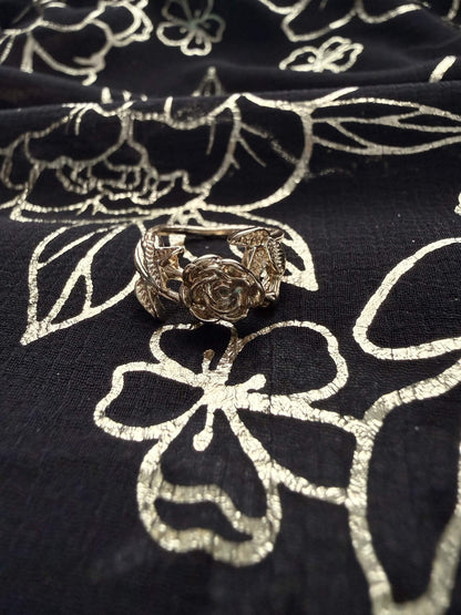 Open Gold-Tone Rose Midi Ring
