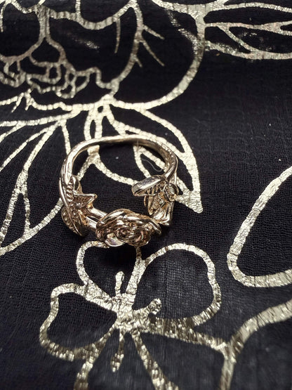 Open Gold-Tone Rose Midi Ring