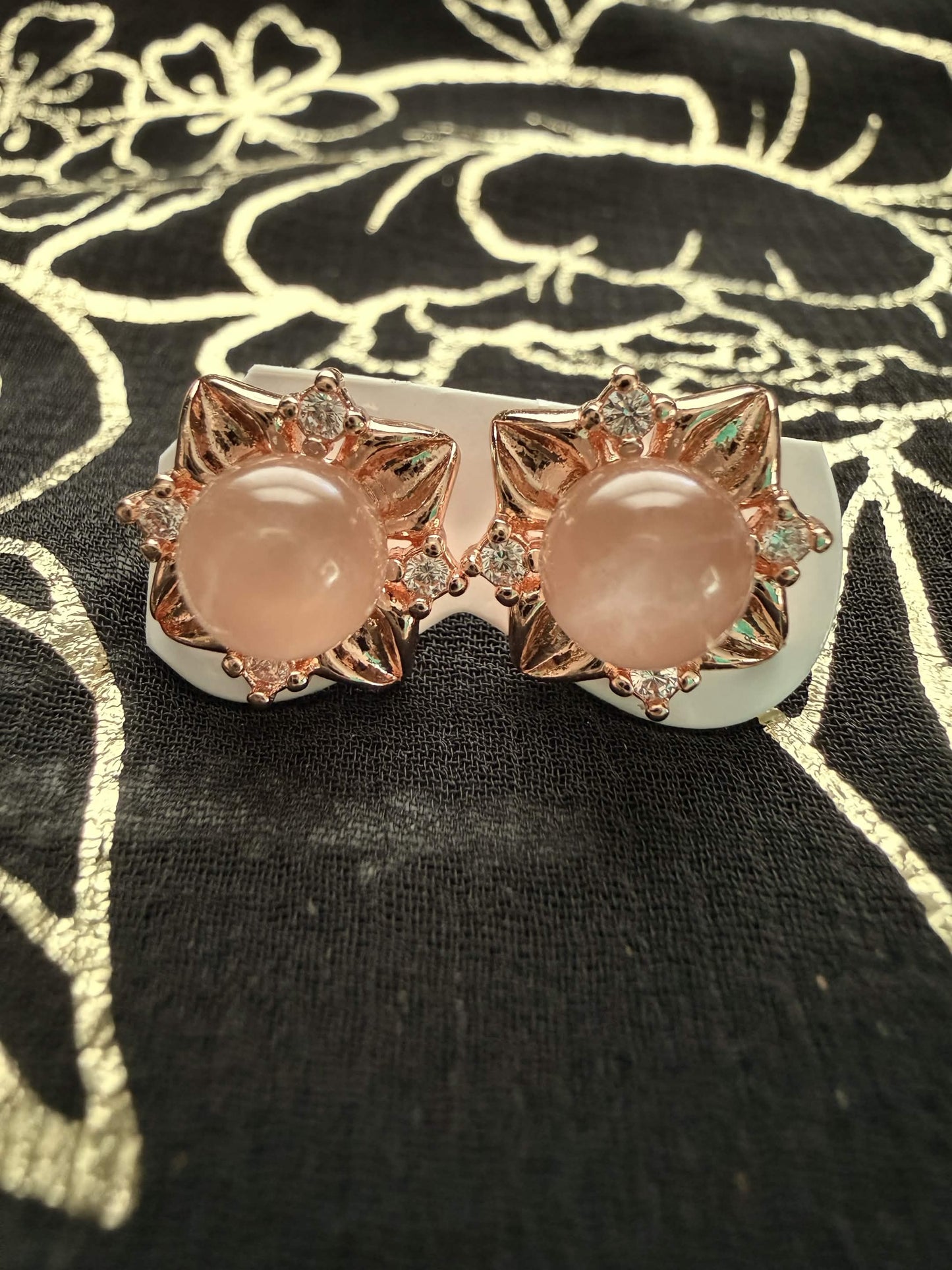 Vintage Style Rose Gold Tone Celestial Starburst Stud Earrings