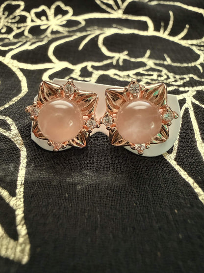 Vintage Style Rose Gold Tone Celestial Starburst Stud Earrings