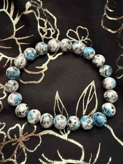 Rare Azurite in Granite "K2 Jasper" Beaded Bracelet