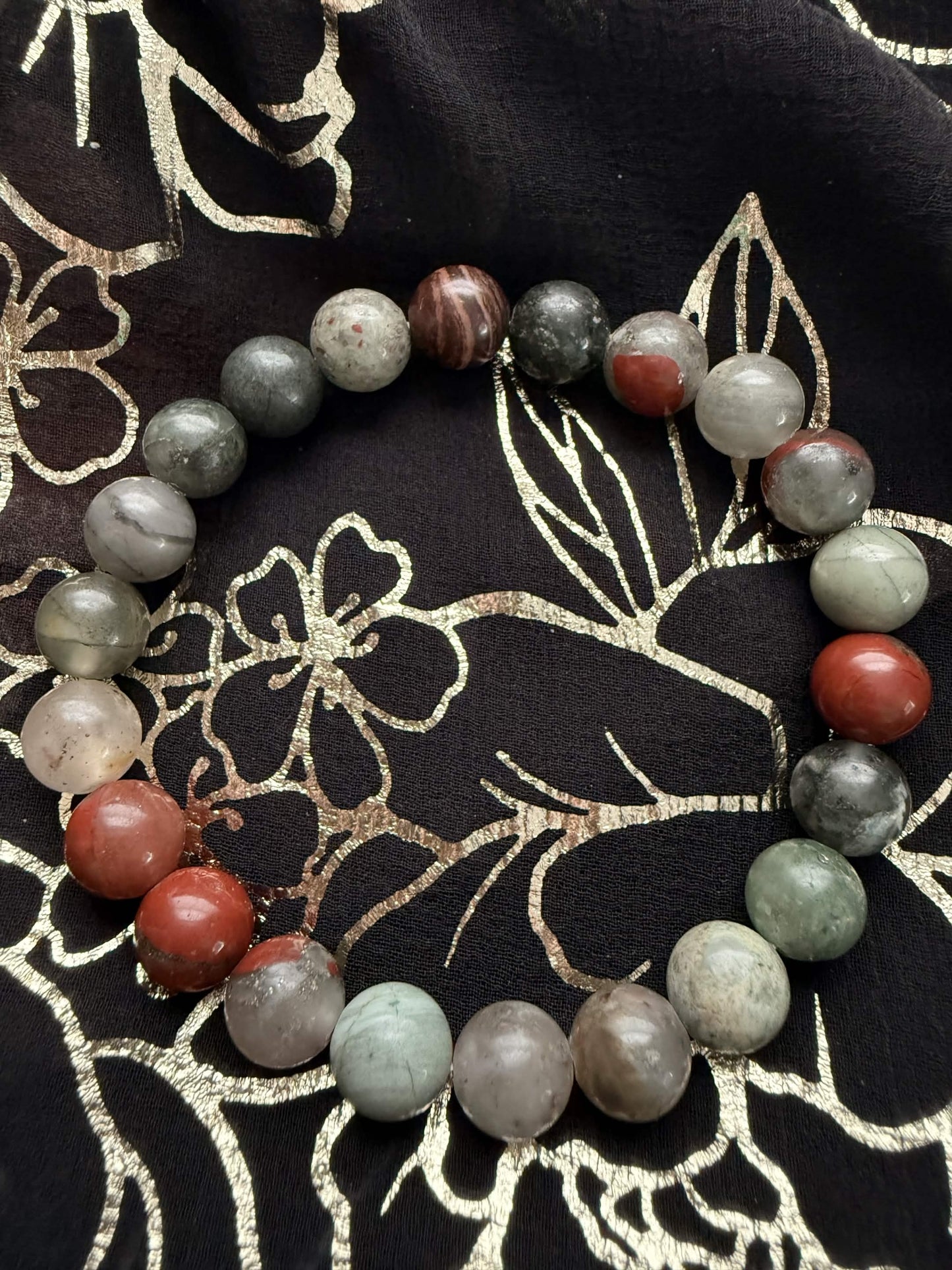 Natural African Bloodstone Stretch Bracelet