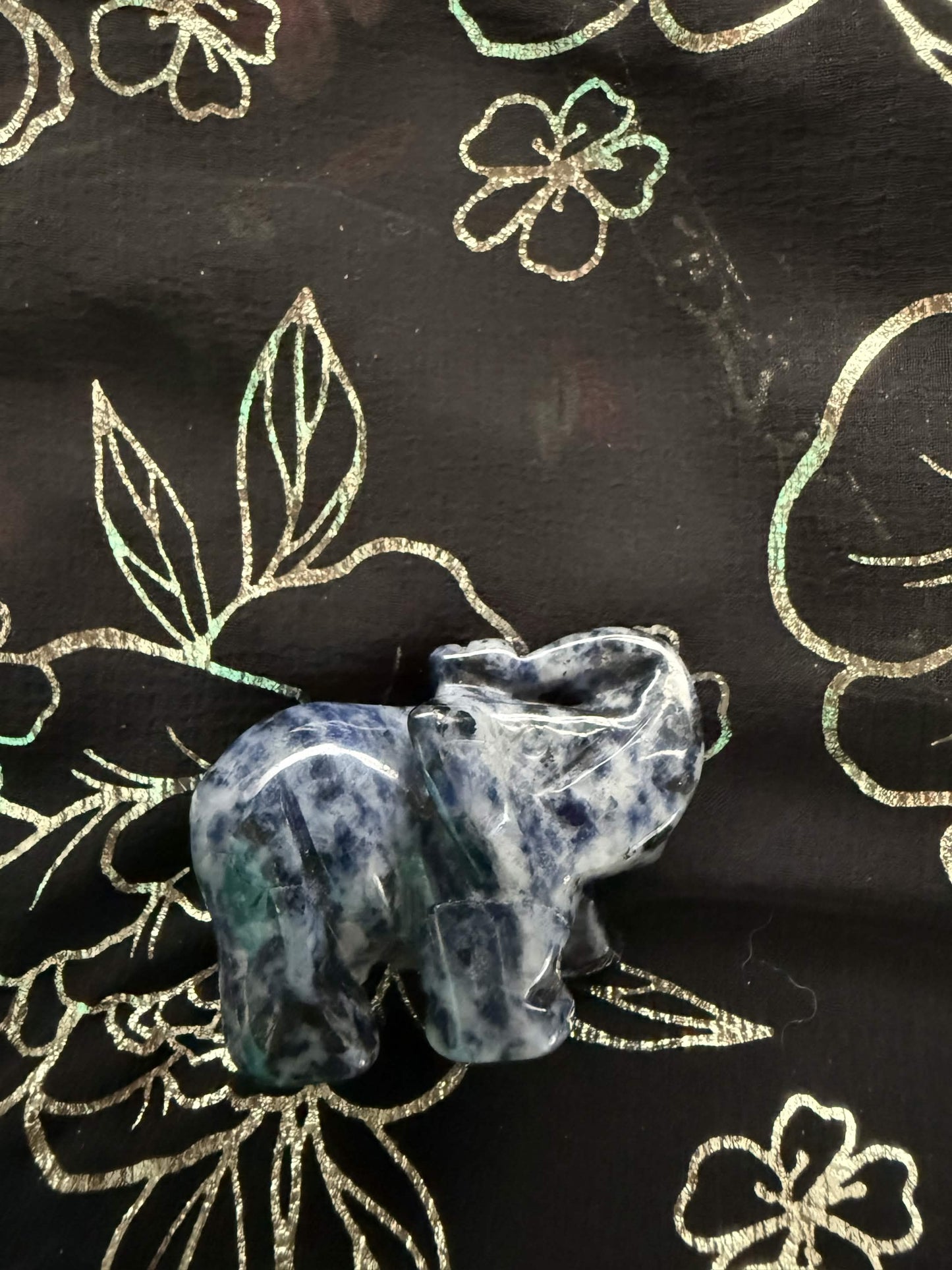 Natural Sodalite Carved Elephant Figurine