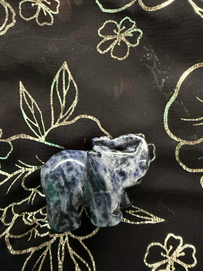 Natural Sodalite Carved Elephant Figurine