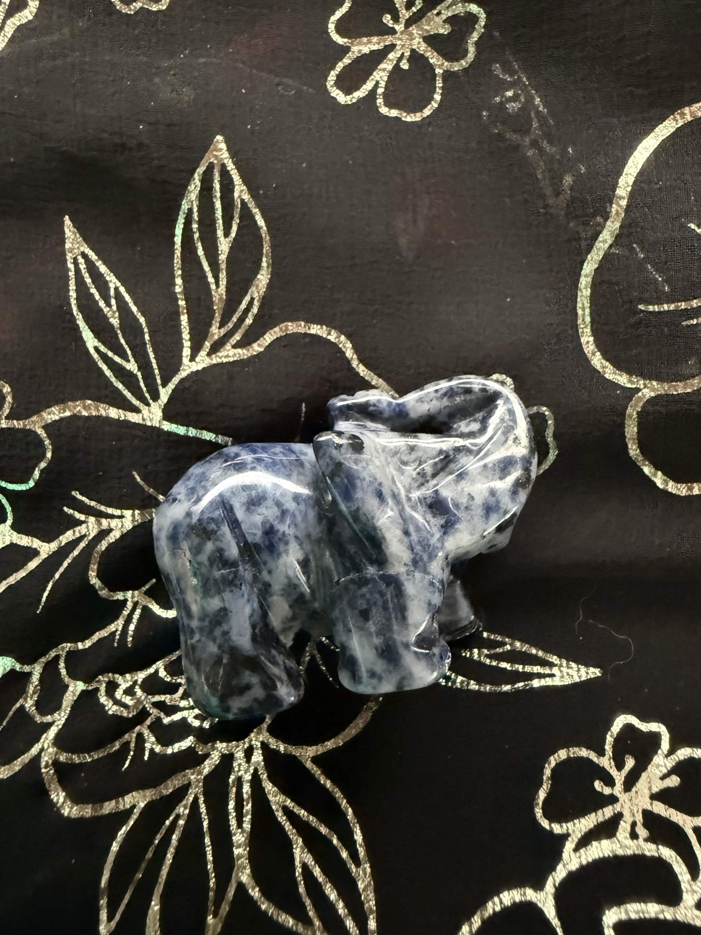 Natural Sodalite Carved Elephant Figurine