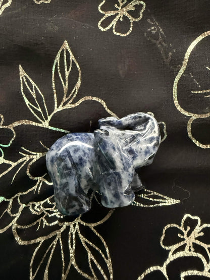 Natural Sodalite Carved Elephant Figurine