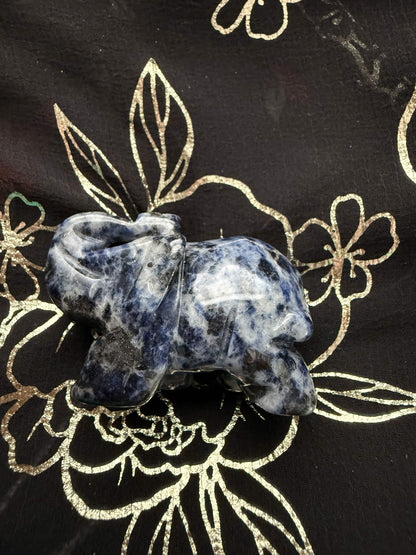 Natural Sodalite Carved Elephant Figurine