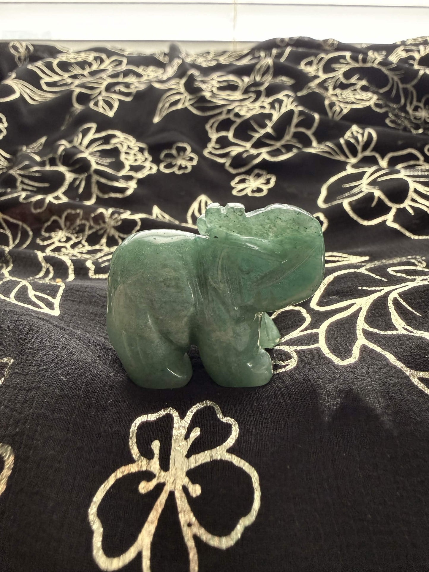 Natural Green Aventurine Carved Elephant Figurine