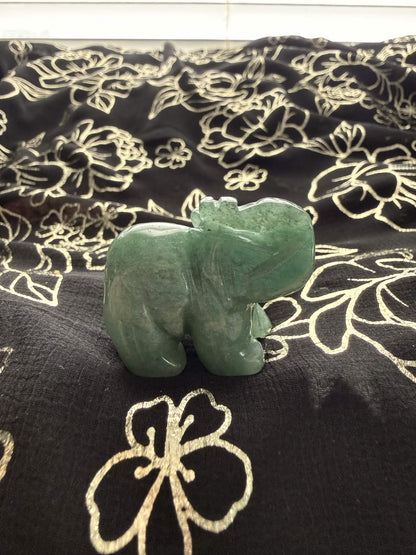 Natural Green Aventurine Carved Elephant Figurine