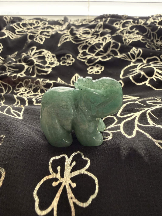Natural Green Aventurine Carved Elephant Figurine