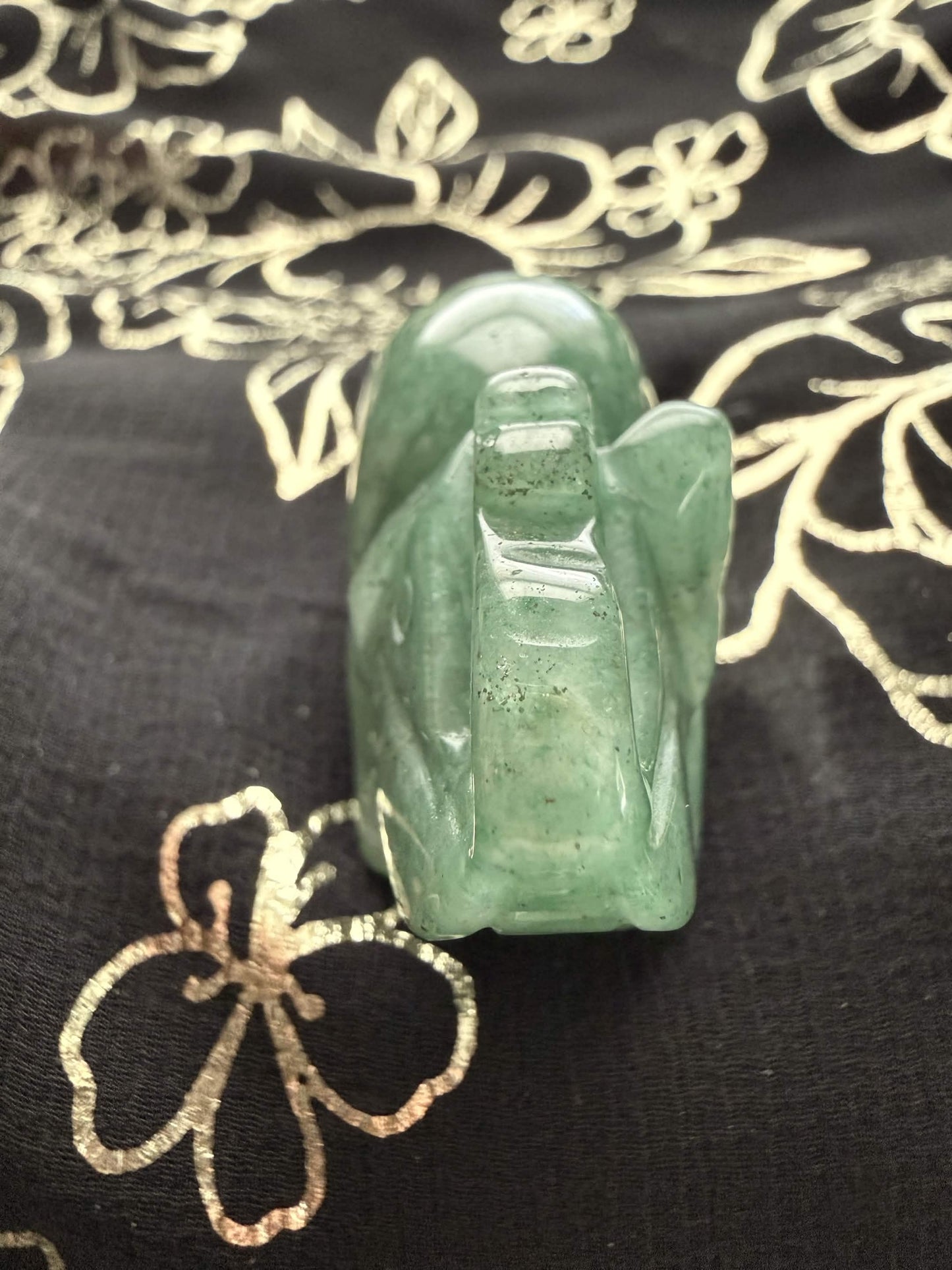 Natural Green Aventurine Carved Elephant Figurine