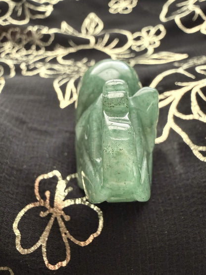Natural Green Aventurine Carved Elephant Figurine