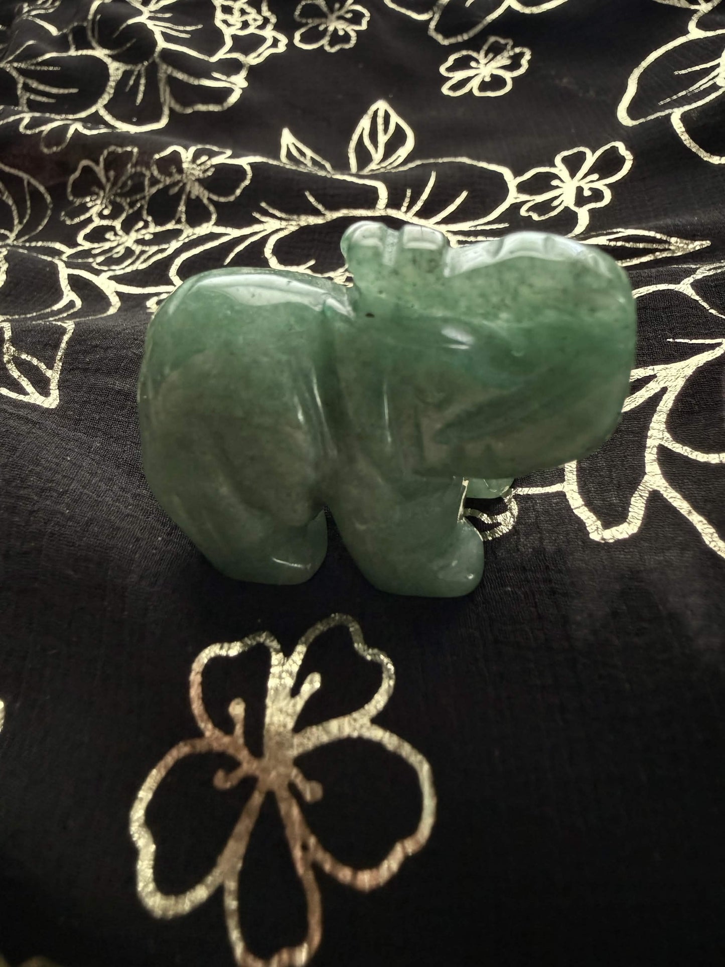 Natural Green Aventurine Carved Elephant Figurine