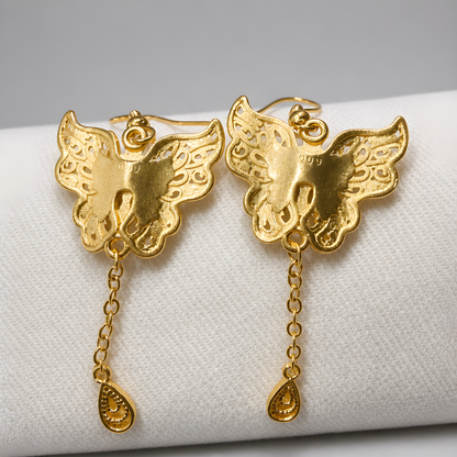 Crimson Empress Filigree Butterfly Earrings