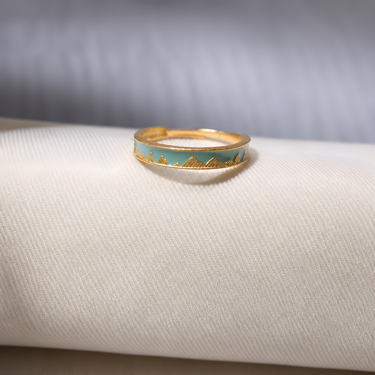 Sage Mountain Range Enamel Ring