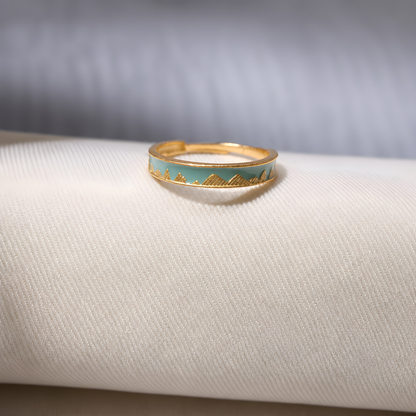 Sage Mountain Range Enamel Ring
