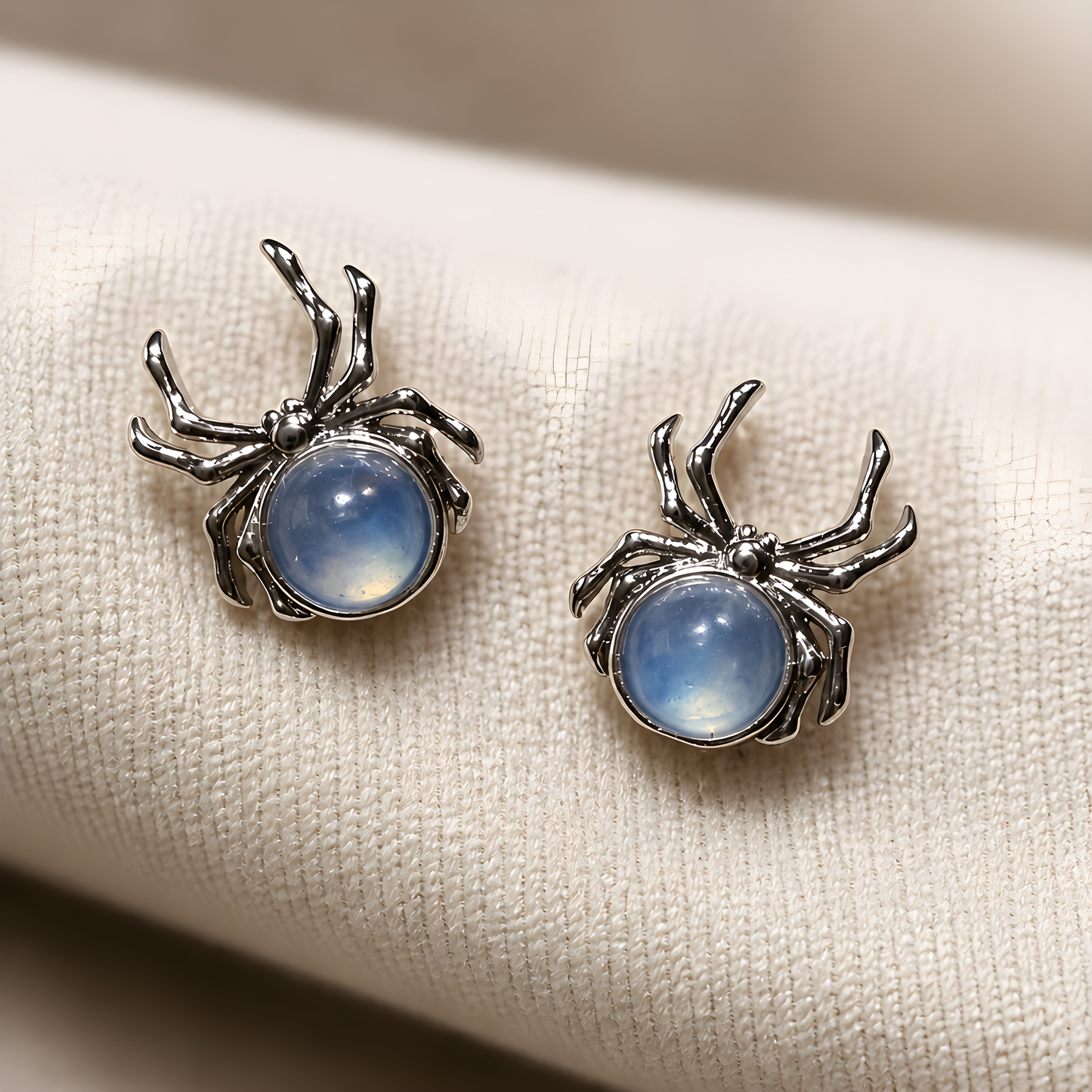 Moonstone Arachnid Stud Earrings