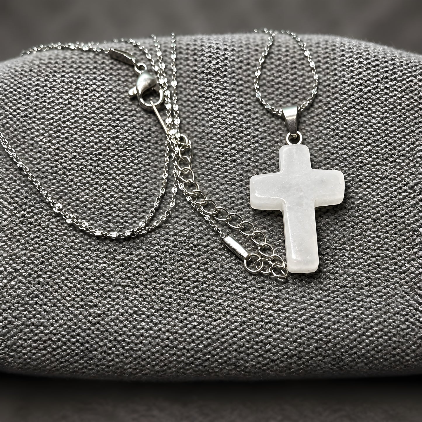 Snow Quartz Minimalist Cross Pendant